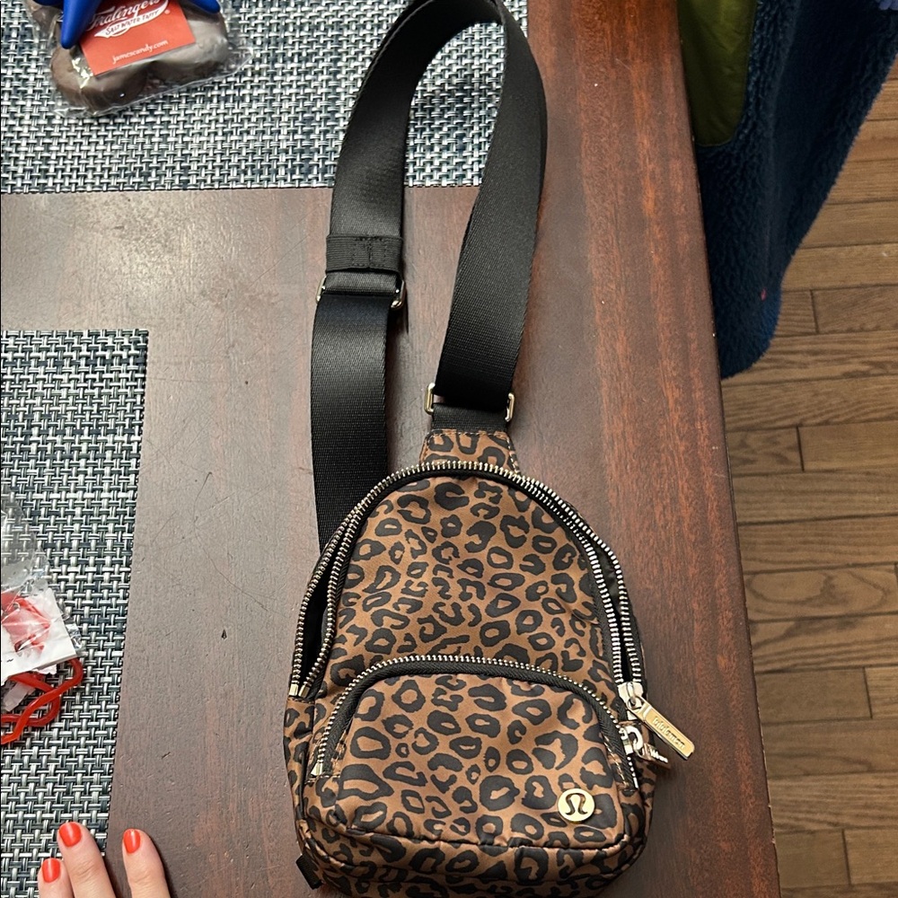 lululemon leopard mini backpack sling bag